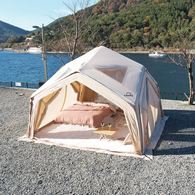 军鑫coody13㎡枢纽站六角军绿过夜住宿野营模块露营充气帐篷速开