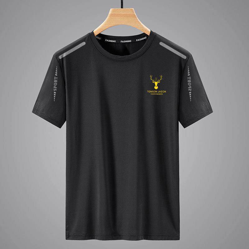 冰丝夏季速干衣男士短袖韩版舒适百搭休闲t恤大码夏宽松透气潮