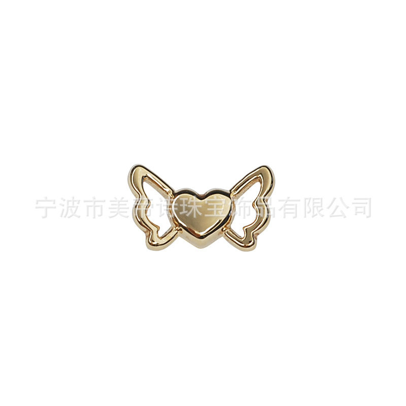 9K金 爱心翅膀耳钉