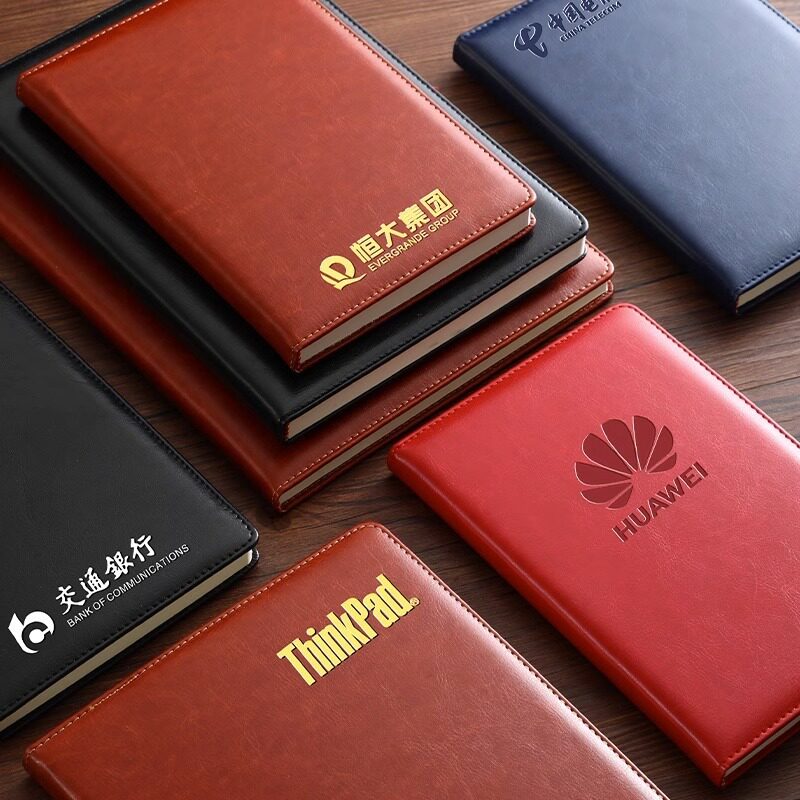 记事本笔记本加厚超厚商务活页本工作会议记录本子黑色皮面