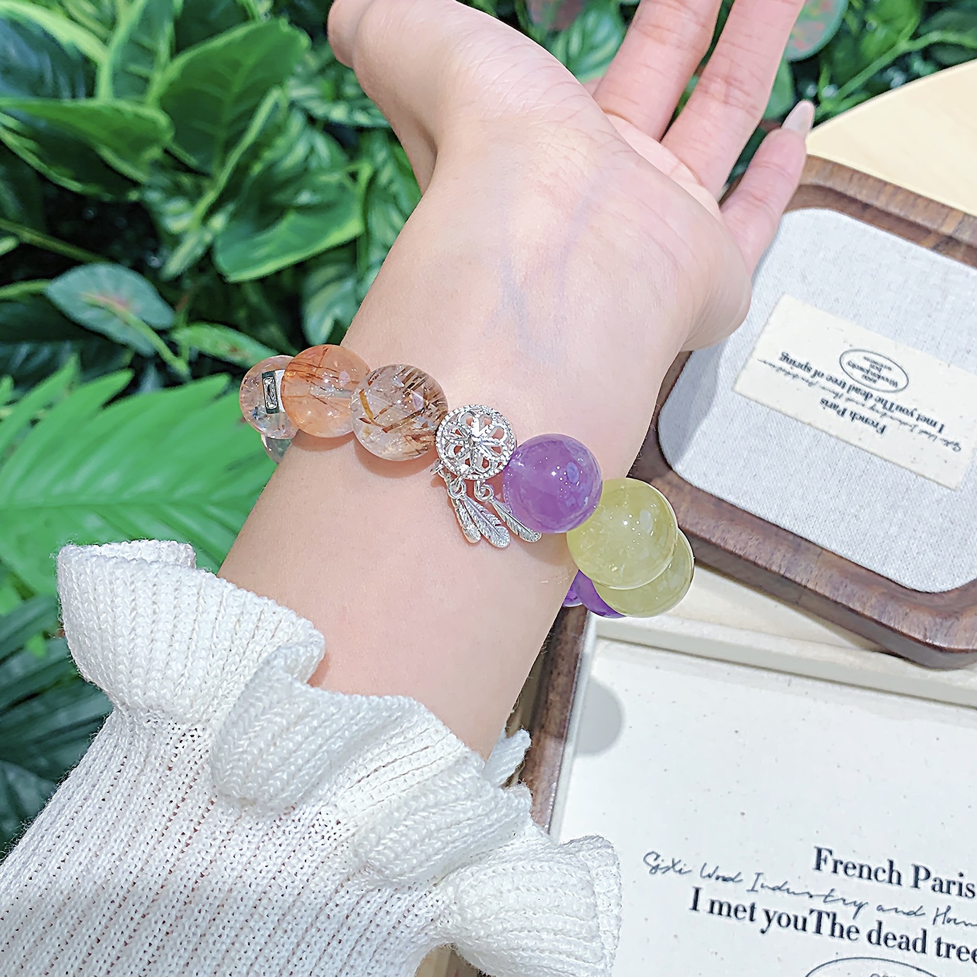 Natural Amethyst Bracelet, Energy Crystal Jewelry, Wealth Attraction and Luck Ornament