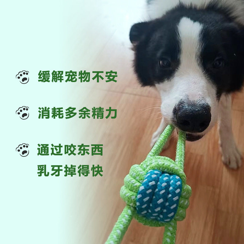 跨境厂家啃咬狗狗玩具小狗泰迪磨牙棒小型犬金毛洁齿绳结训犬玩具