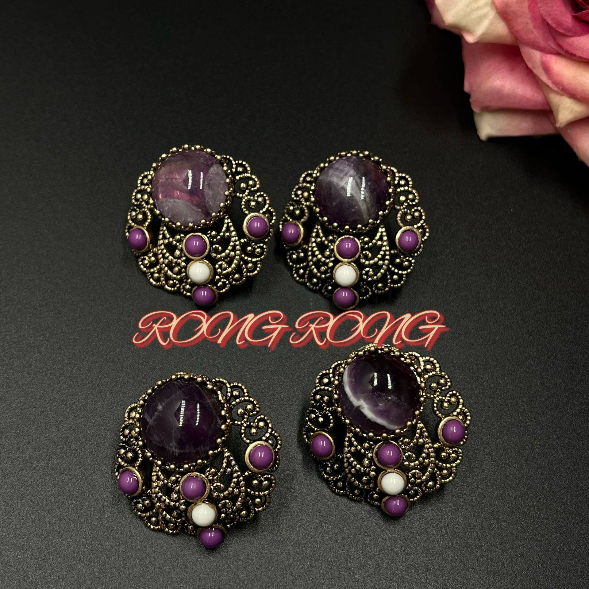 Luxury Vintage Amethyst Stud Earrings