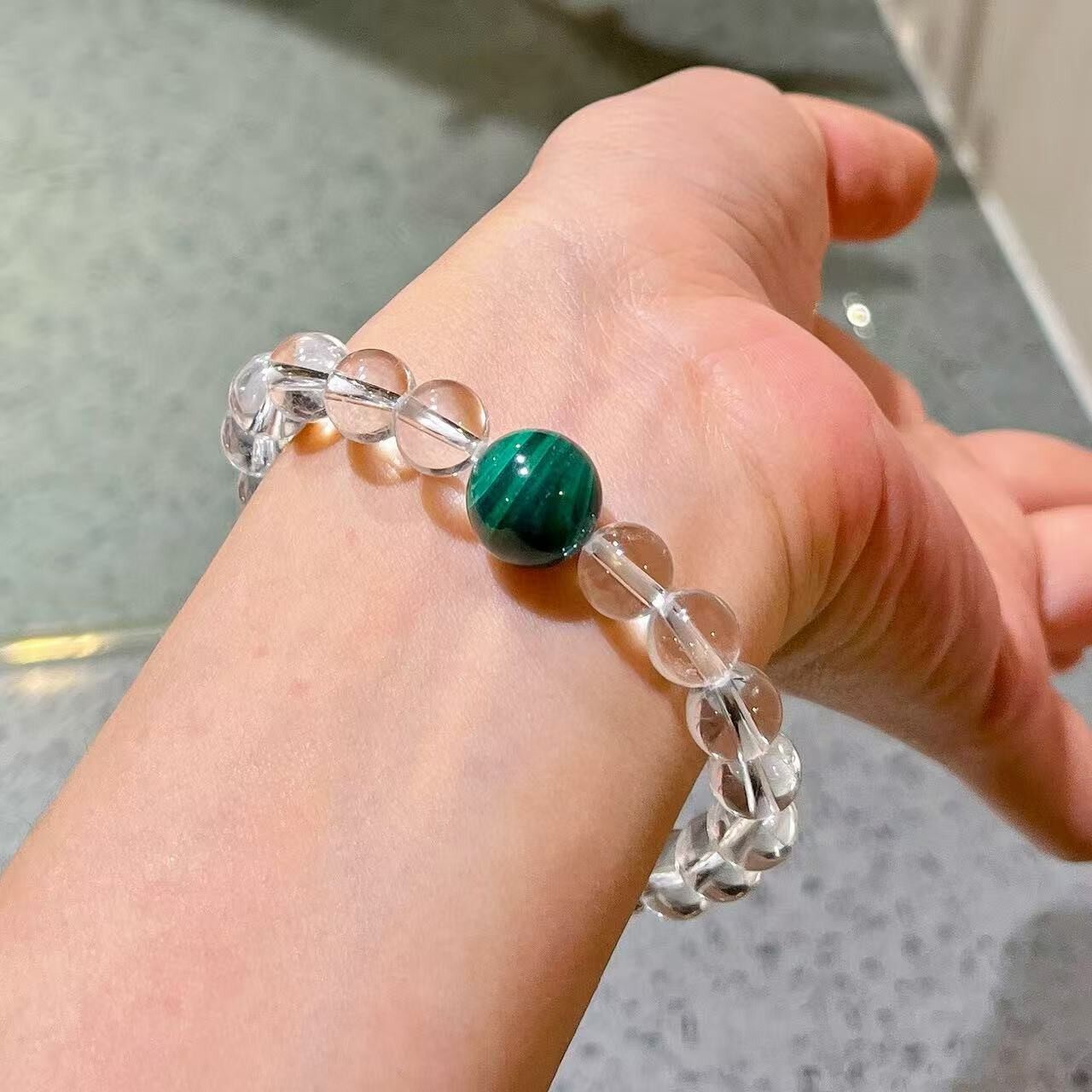 Glass-Grade Designer Handcrafted Malachite Bracelet
