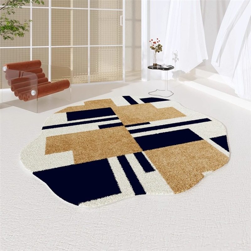 高级圆形地毯客厅沙发茶几毯卧室床边毯异形不规则防滑免洗地垫子