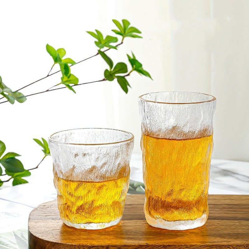 冰川茶杯纹玻璃杯子网ins创意水杯啤酒饮料咖啡杯家用开业礼品