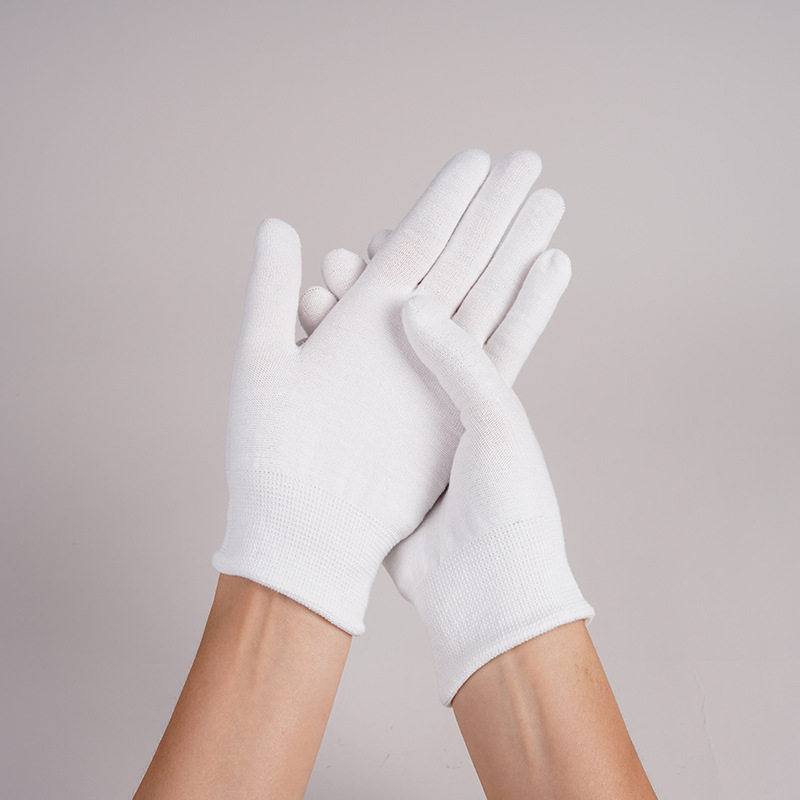 厂家批发跨境作业防静电文玩礼仪手套劳保汗布作业手套