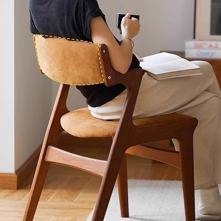 现货速发新款全实木餐椅家用软包实木椅办公舒适靠背椅高级感餐椅