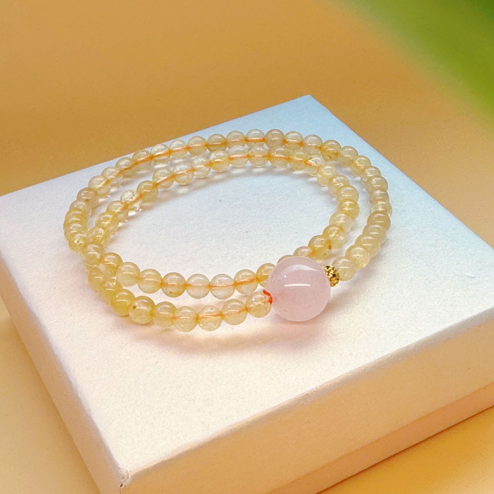 Natural Crystal Rutilated Quartz Bracelet, Wealth Attracting and Luck Changing Energy Bracelet, Unisex Design.