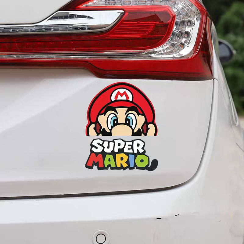 卡通马里奥贴纸超级玛丽车身贴旅行箱贴摩托车电动车车身贴批发