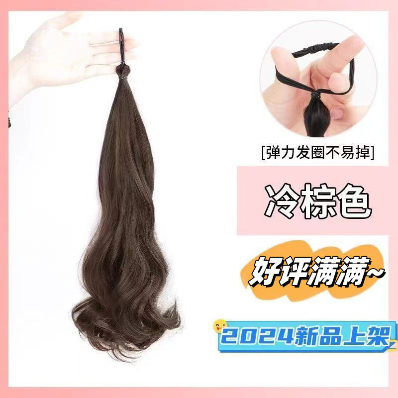 新法式侧马尾仿真发女绑带式高低马尾假辫子韩系氛围慵懒感双马尾