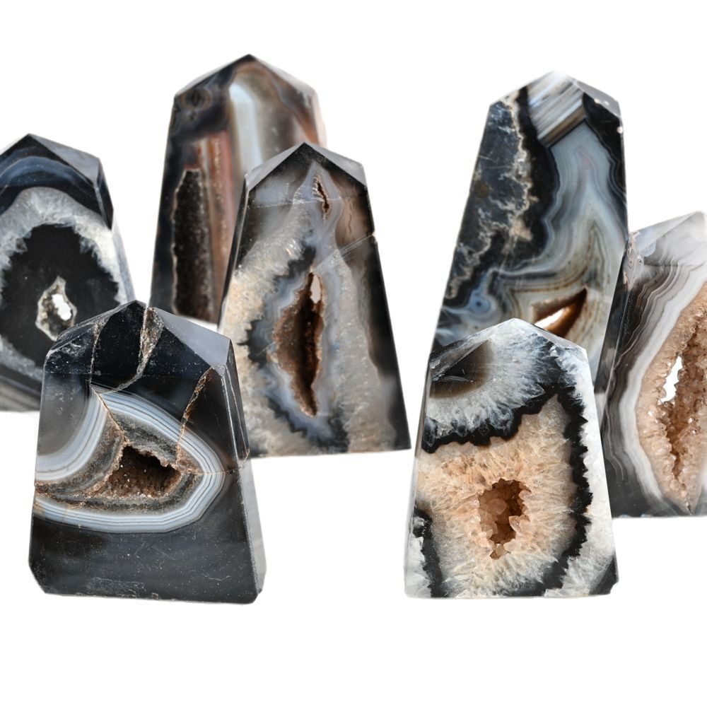 Night Watch — Natural Black Agate Geode Crystal Tower