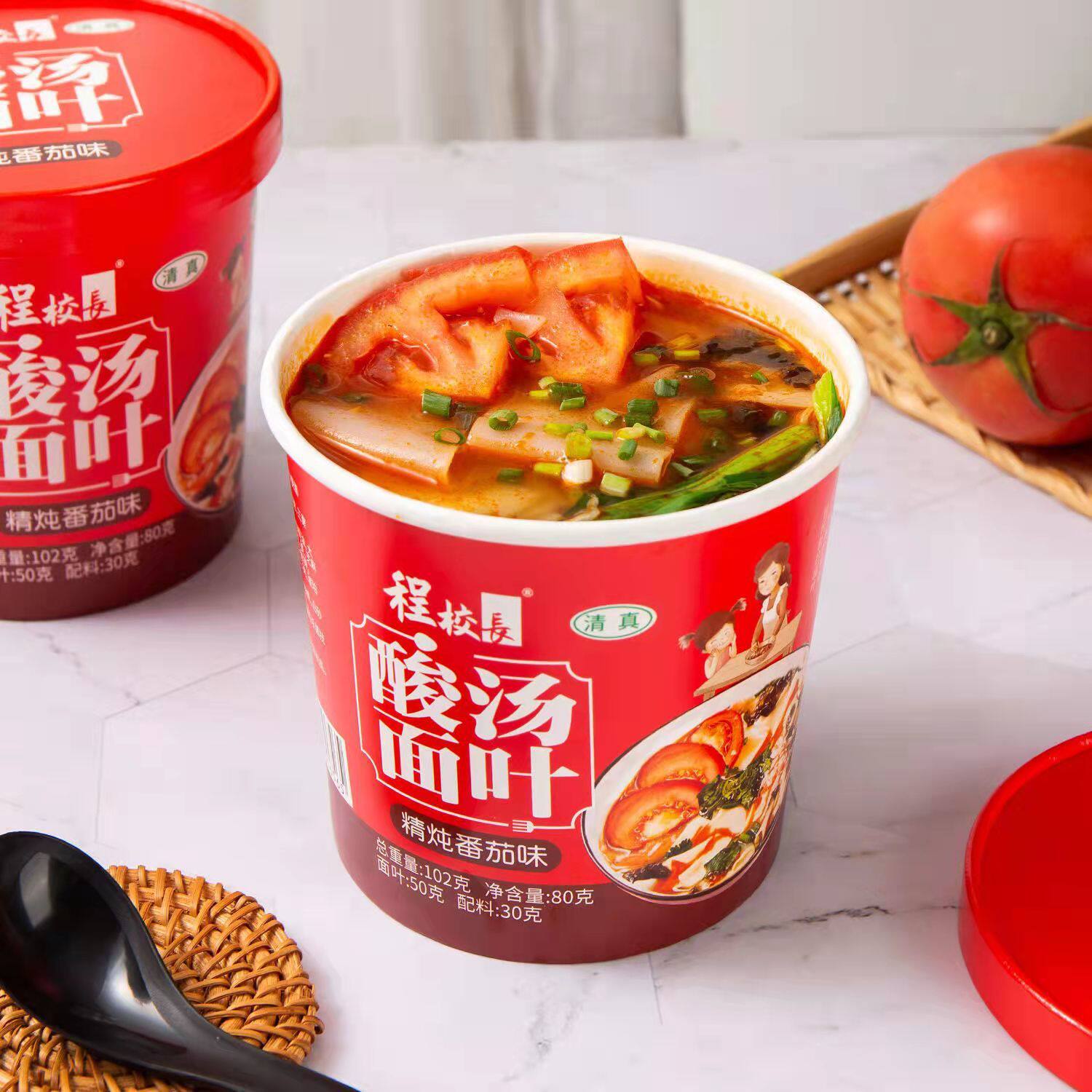 程校长酸汤面叶番茄面叶清真食品速食非油炸方便面酸辣粉冲泡现货