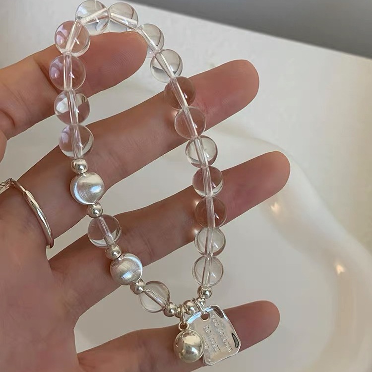 Natural White Cat's Eye Quartz Beaded Bracelet | Wealth Attraction and Luck, Fashionably Versatile, Energy Crystal Jewelry