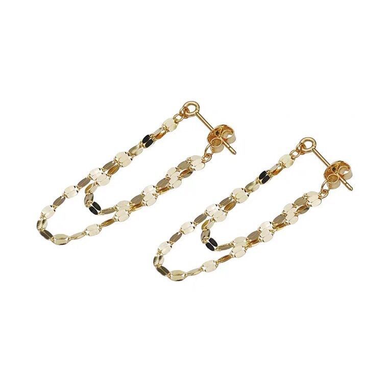 14K gold double-layer lip-chain earrings