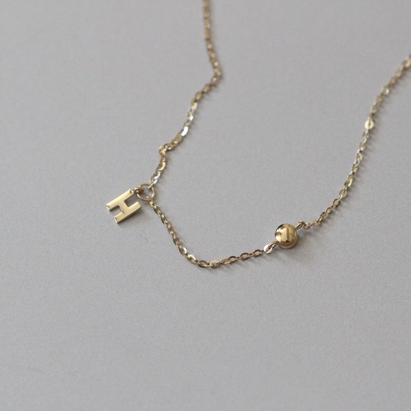 14K gold H-letter small zircon bracelet