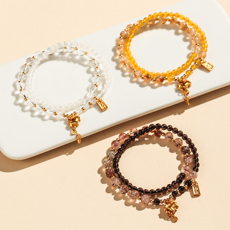 Vintage Modern Chinese Citrine Tower Crystal Bracelet