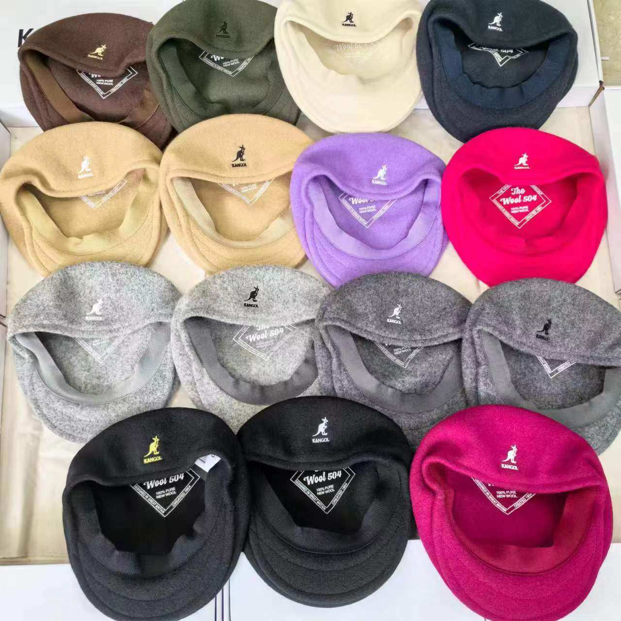 KANGOL袋鼠潮牌帽子百搭时尚鸭舌帽504款带钢印羊毛KANGOL贝雷帽