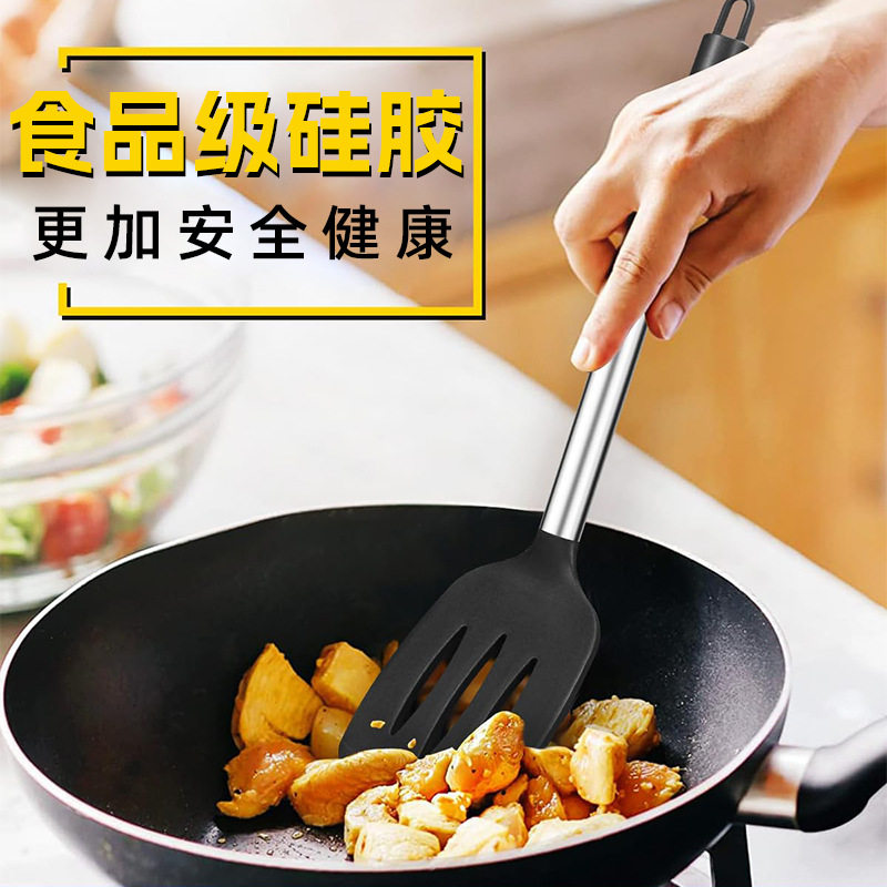 跨境爆款硅胶厨具不粘锅汤勺锅铲煎铲漏铲器套装防滑耐高温厨房用