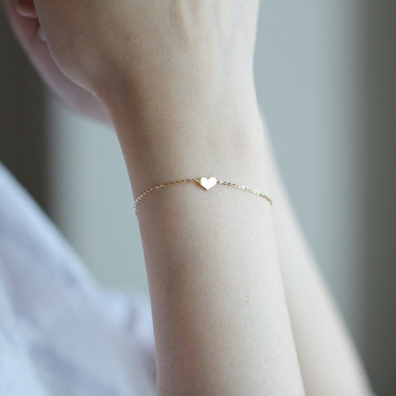 14K gold plate heart-shaped bracelet