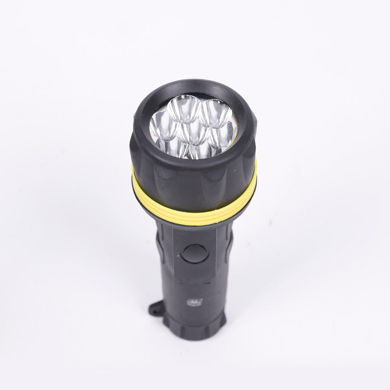 1号电池橡胶塑料强光手电筒防水7led户外手电应急照明手电筒