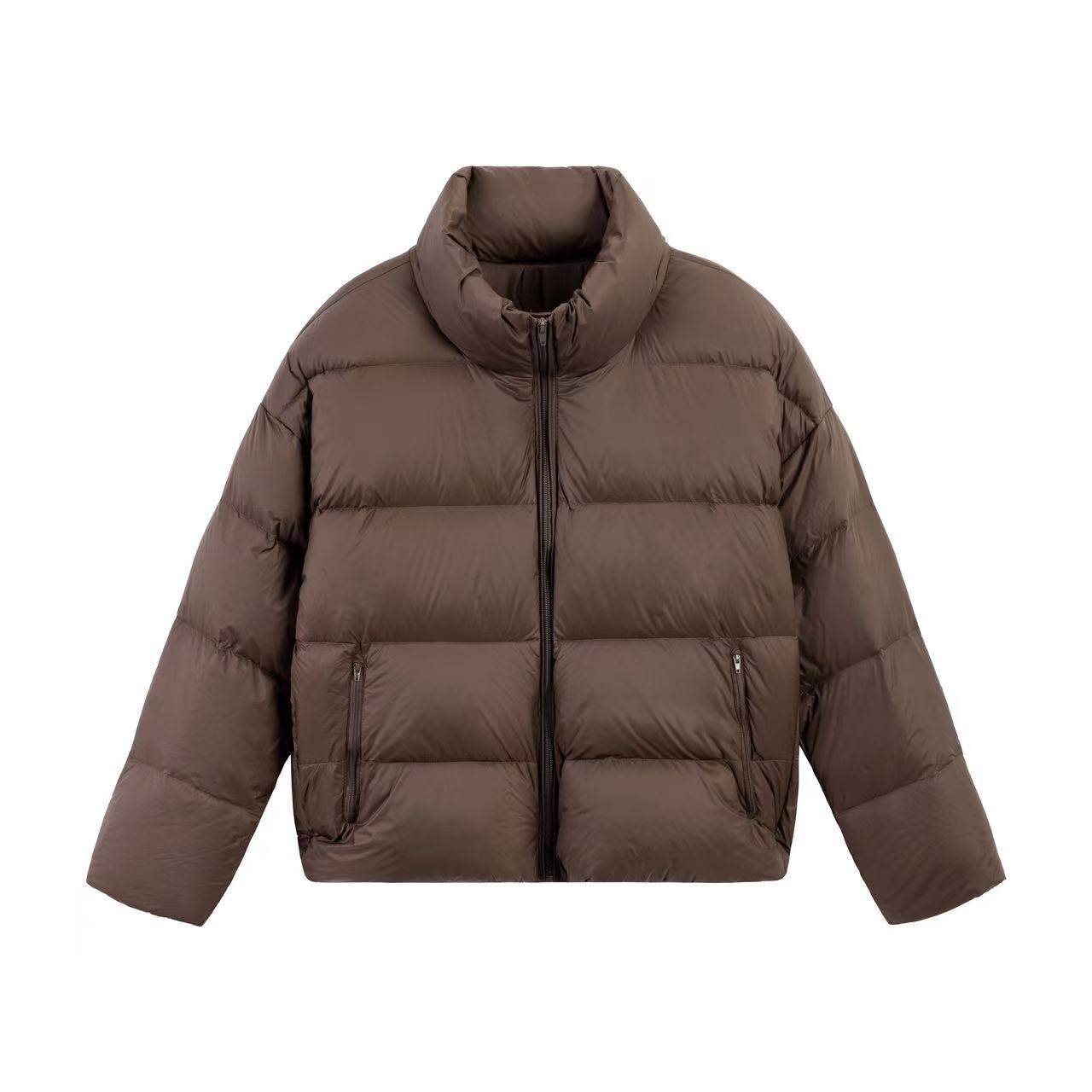 江南布衣同款超轻短款羽绒服女立领90白鸭绒超轻面包服2025新款