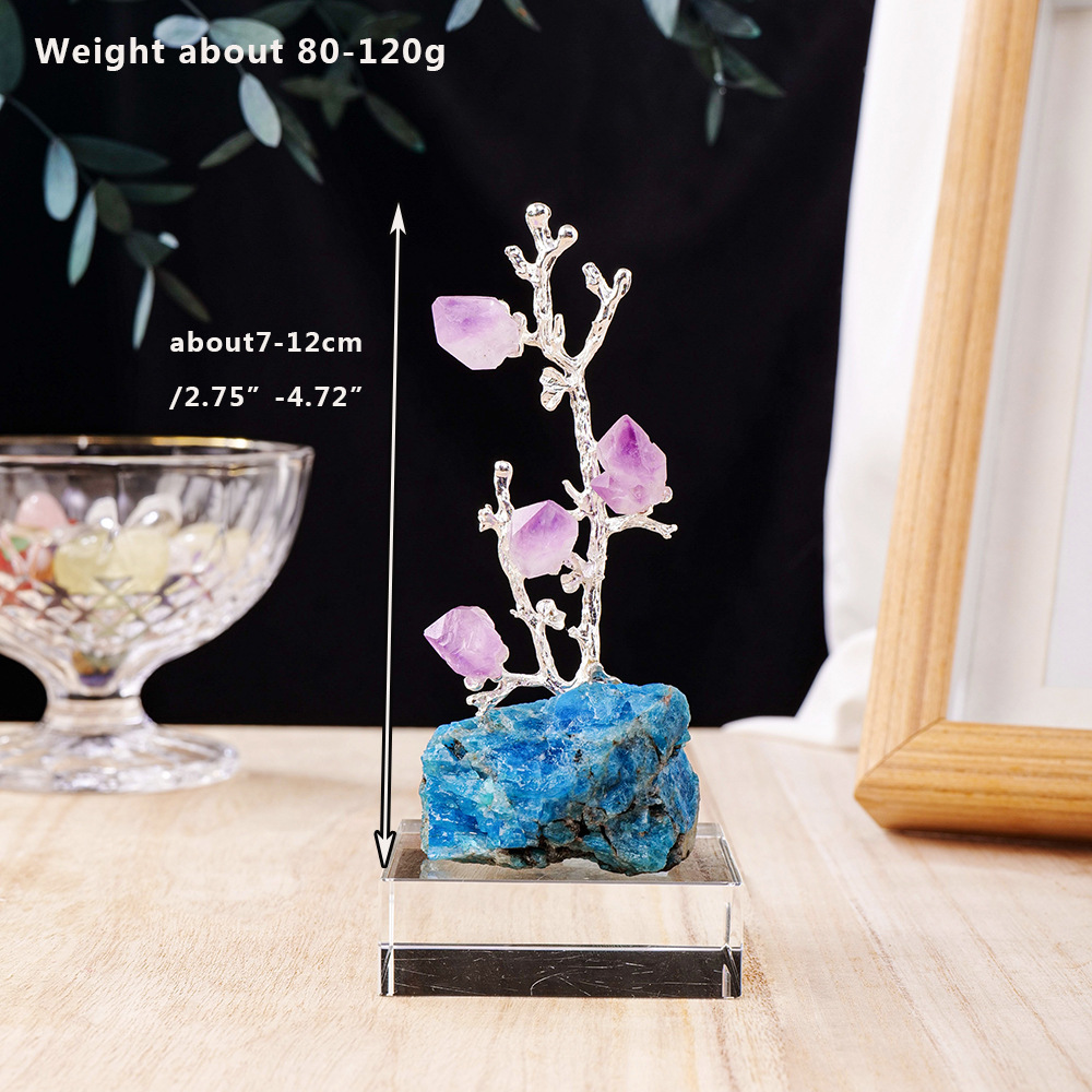 Natural Crystal Tree Energy Ornament - Feng Shui Decor for Wealth and Luck, Office Desk Decoration