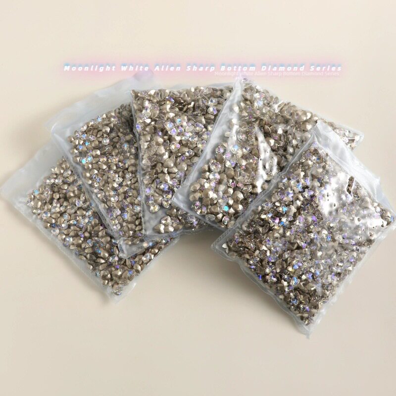 美甲饰品尖底异形整包720颗歪心冰糖指甲水晶月光美甲钻美甲飾品