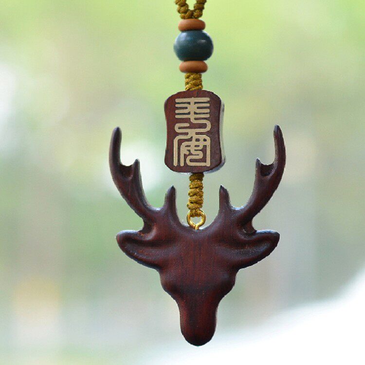 一路平安汽车挂件后视镜车挂男女车内吊饰平安檀木汽车内饰用品