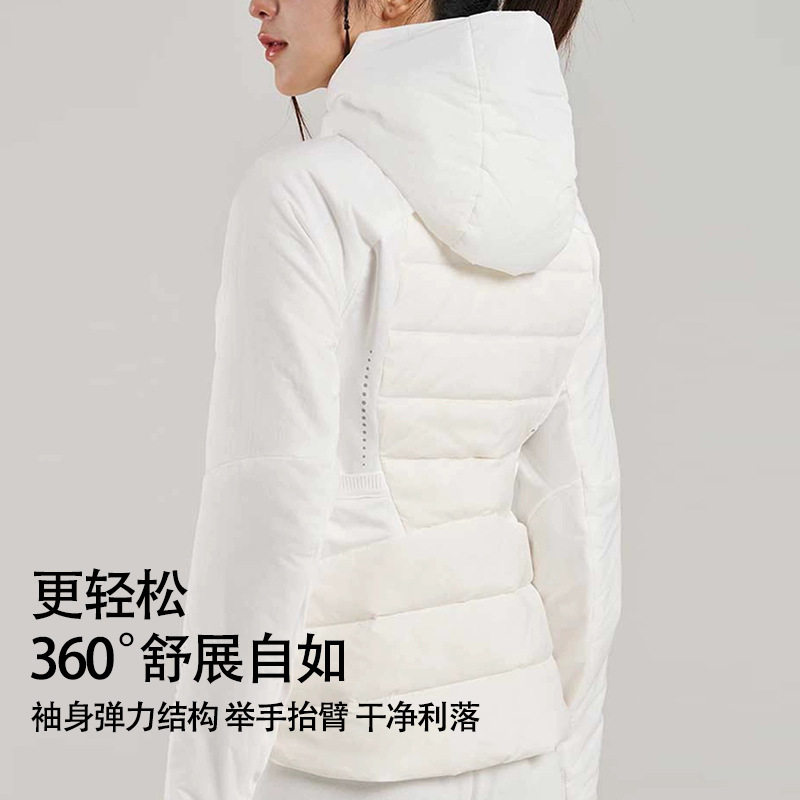 冬季羽绒服服修身连帽跑步户外保暖冬季运动瑜伽服外套夹克女