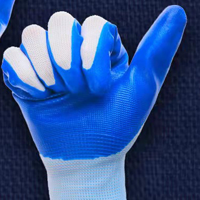 劳保手套耐磨耐油防滑工作防护手套13针涤纶编织丁晴材质保护手套