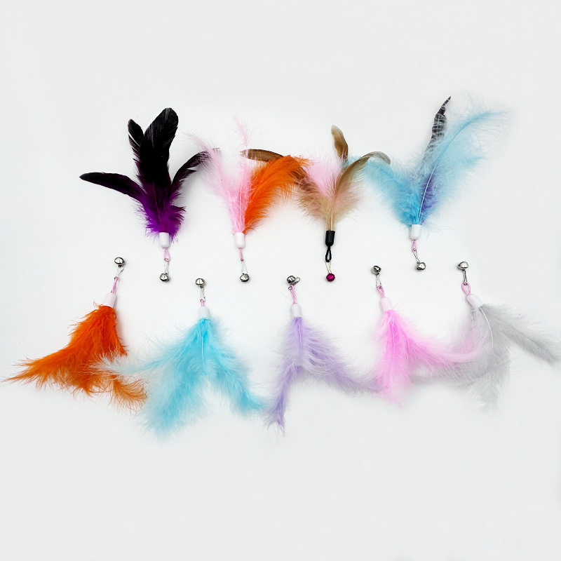 猫玩具逗猫棒羽毛铃铛替换头宠物毛绒玩具逗猫神器解闷宠物玩具