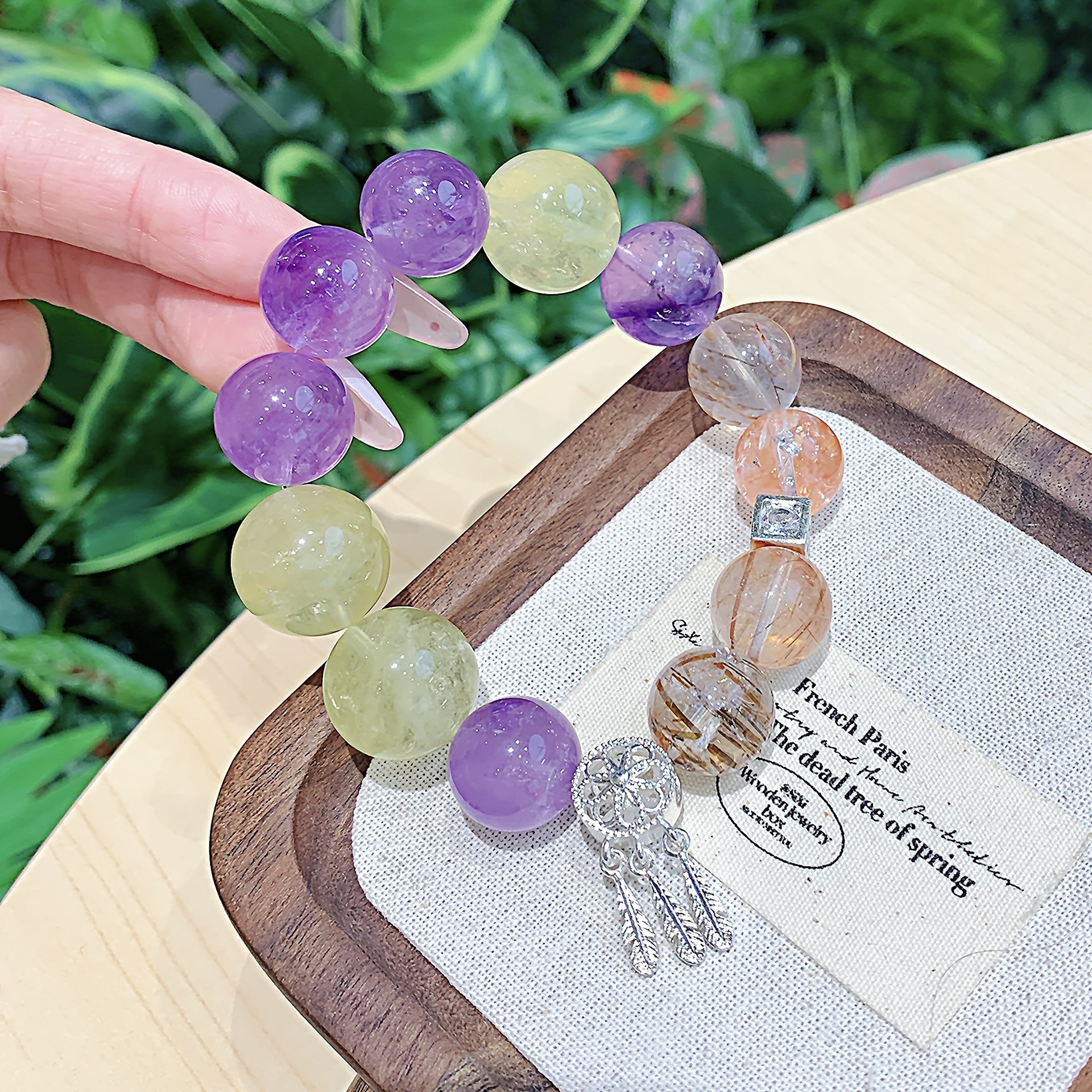 Natural Amethyst Bracelet, Energy Crystal Jewelry, Wealth Attraction and Luck Ornament