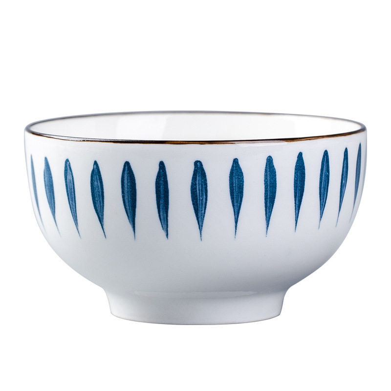 碗套装日式网红米饭碗千叶草甲骨文釉下彩碗具简约INS风陶瓷餐具