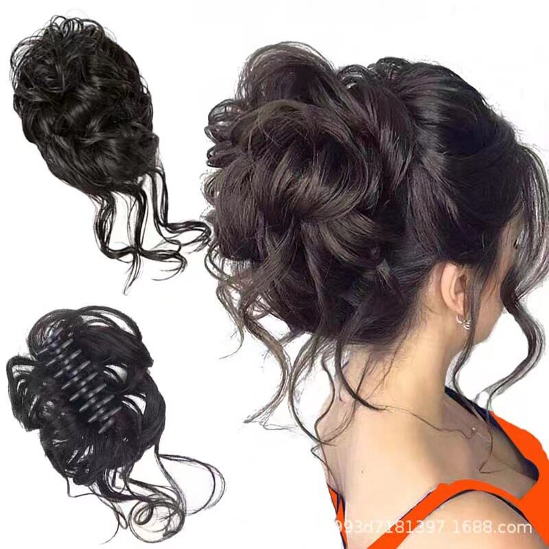 厂家现货直销丸子头假发发圈长须真发自然盘发神器花苞头发饰女蓬