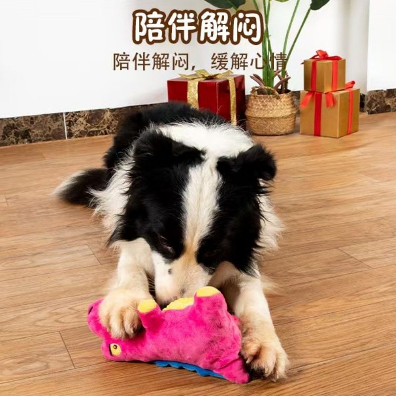 新款狗狗发声毛绒玩具恐龙系列磨牙耐咬发泄厂家批发宠物玩具
