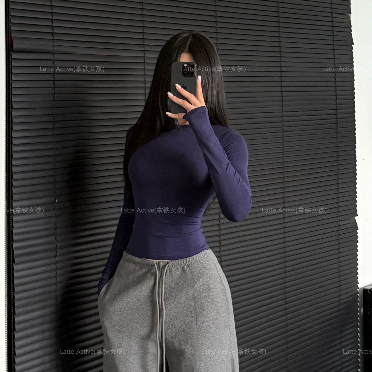 拿铁女孩瑜伽服女长袖T恤修身显瘦运动健身上衣透气莫代尔打底