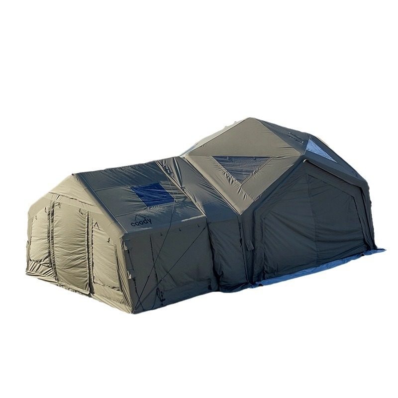 军鑫coody13㎡枢纽站六角军绿过夜住宿野营模块露营充气帐篷速开
