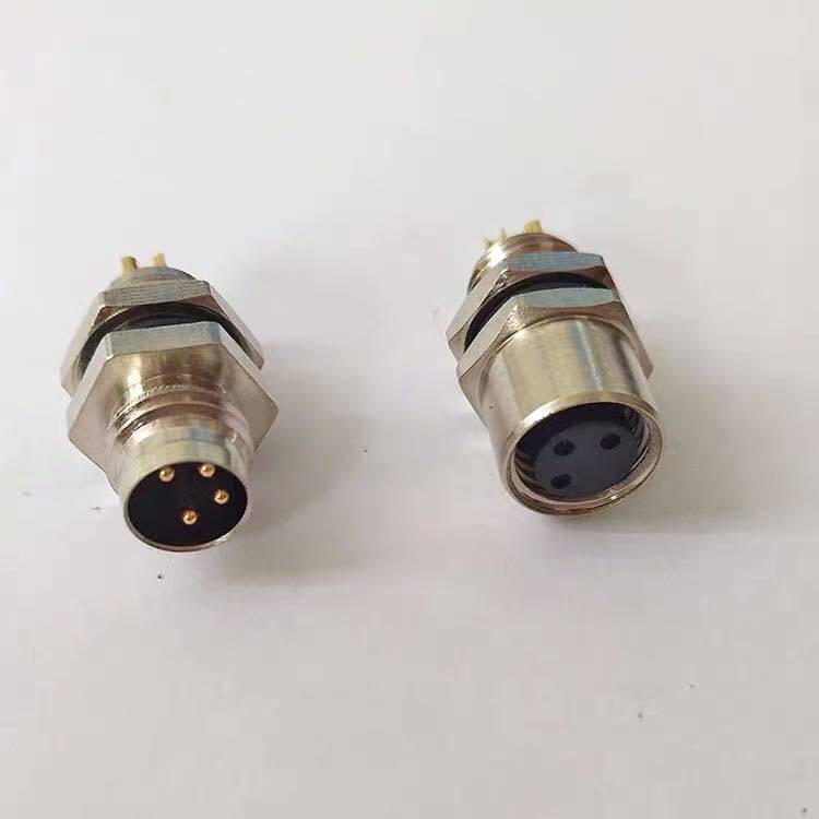 M8航空插头带PVC屏蔽线 传感器3针4芯5孔6P防水连接器 弯直头L型