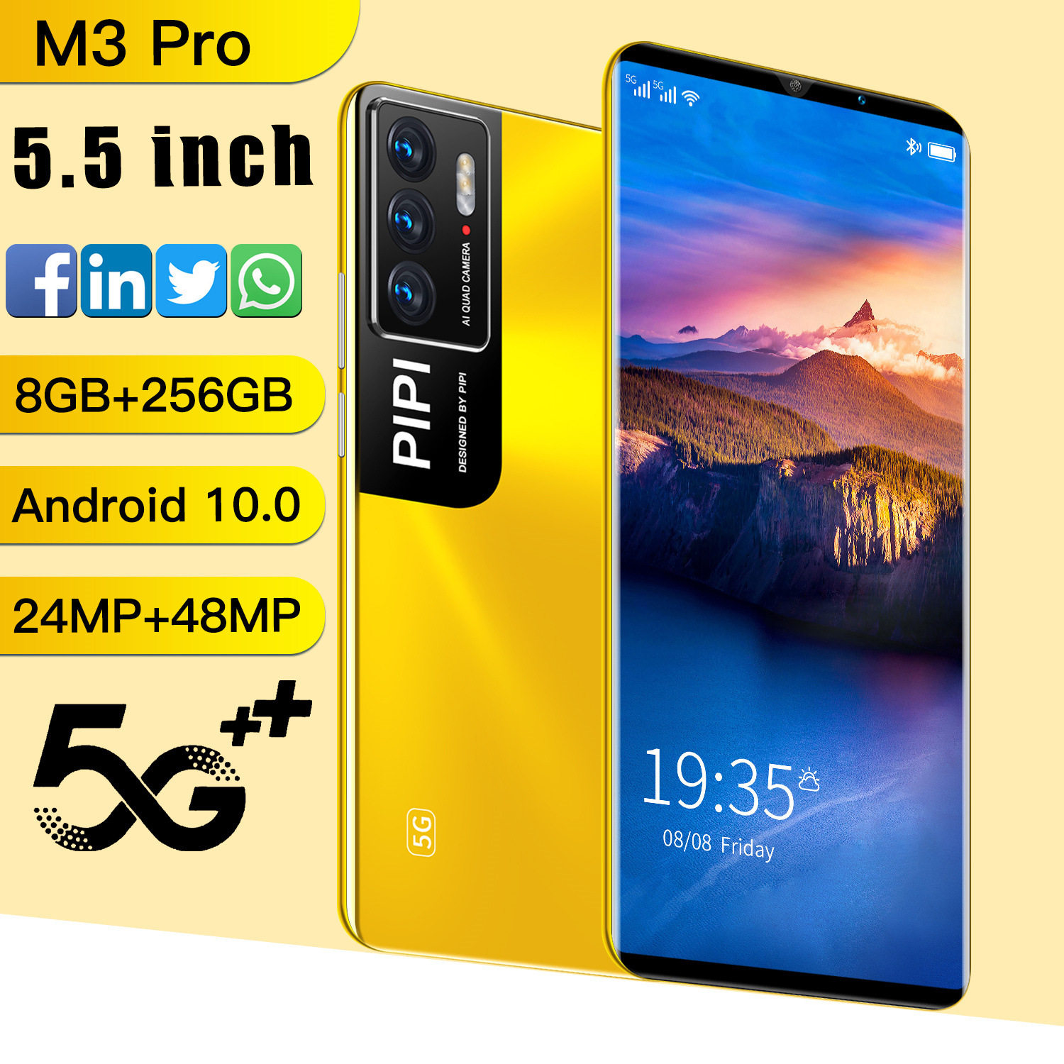 跨境新款M3 pro智能手机5.5寸大屏幕512+4G低价双卡安卓国产手机