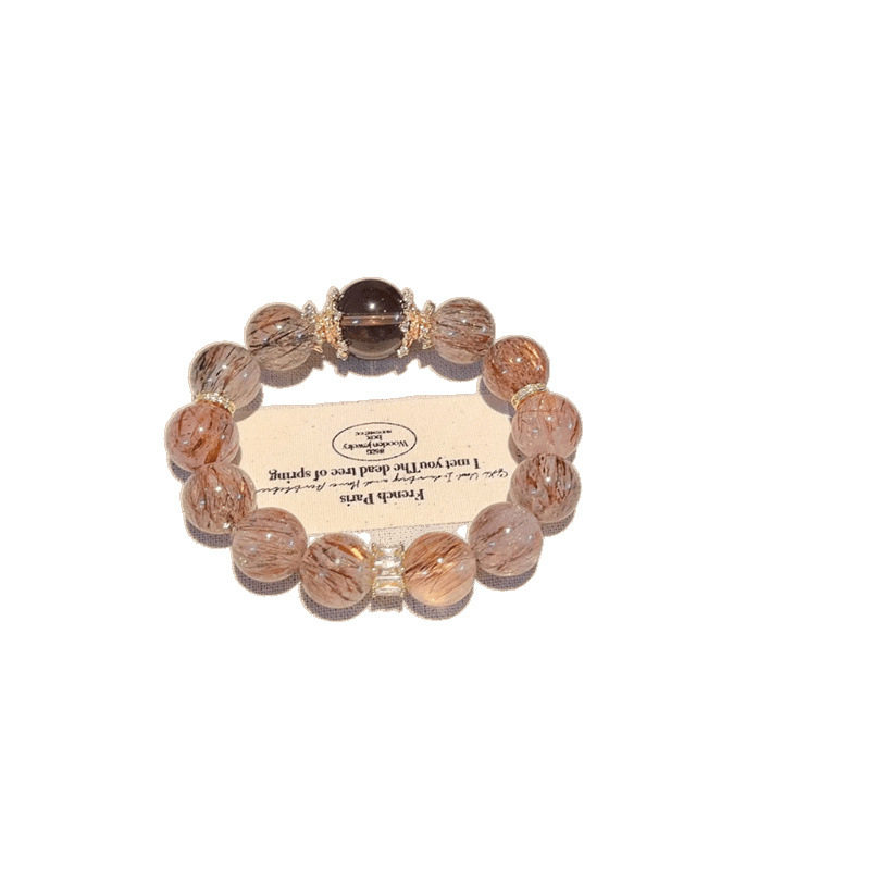 Single-Strand Round Bead Minimalist Smoky Quartz Bracelet