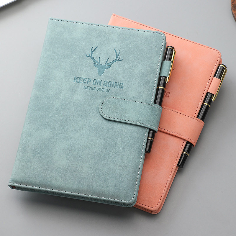 商务办公复古会议A5商务笔记本 羊巴皮软面抄手账本PU磁扣记事本