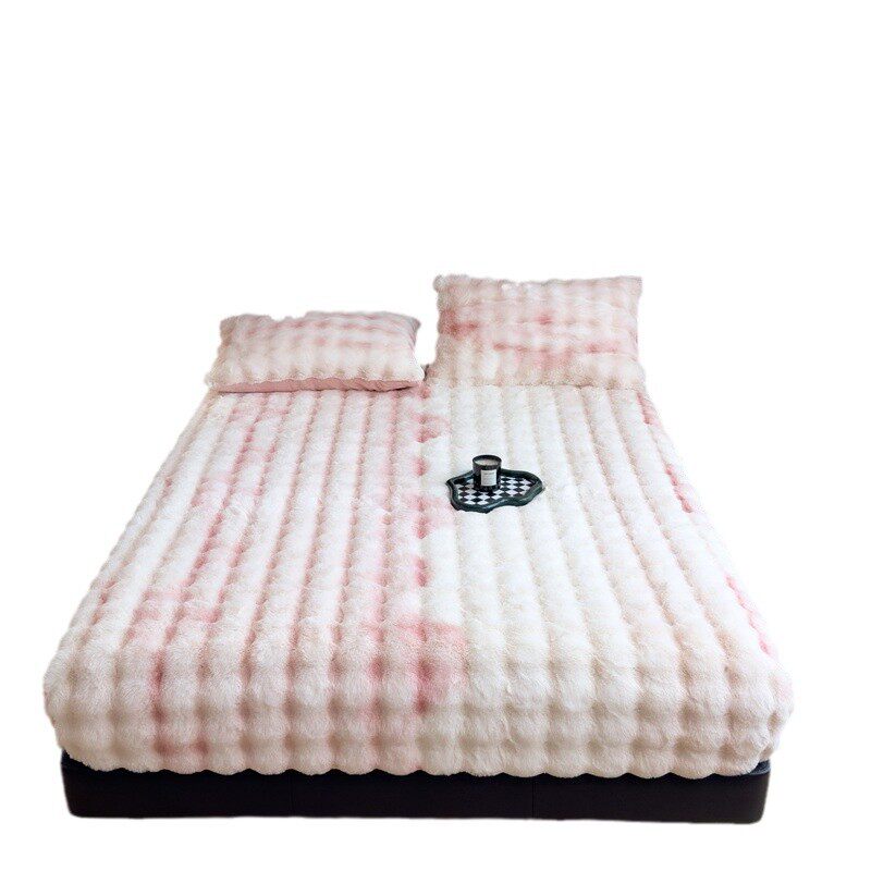 加厚兔毛绒床笠单件冬季保暖加绒双人床单套全包床垫保护罩三件套