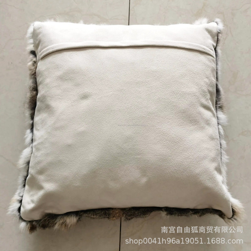 跨境獭兔毛皮草抱枕北欧ins风简约轻奢客厅沙发床头靠背家居