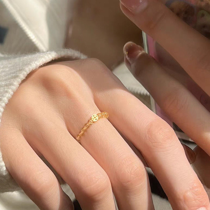 Yellow Crystal Coin Ring