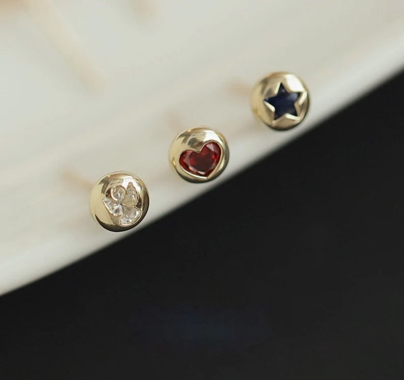 9K gold Christmas Series Heart, Snowflake, deer, star, screw and ear stud