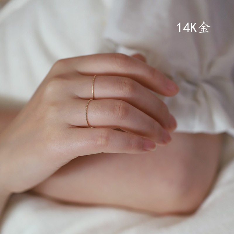 14K金 闪亮批花戒指