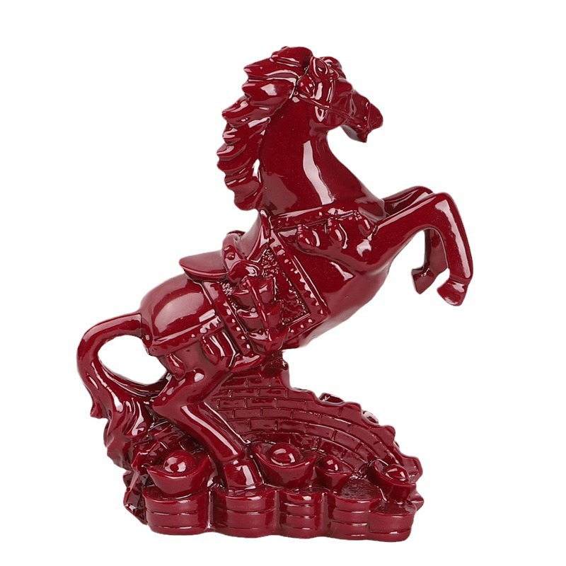 Vermilion Cinnabar Horse for Success Feng Shui Ornament - Wealth Attraction, Luck Transformation, Career Soaring Office and Home Décor