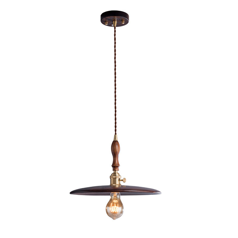 ins北欧风黑胡桃木床头餐厅实木吊灯吧台餐厅复古原木色黄铜吊灯