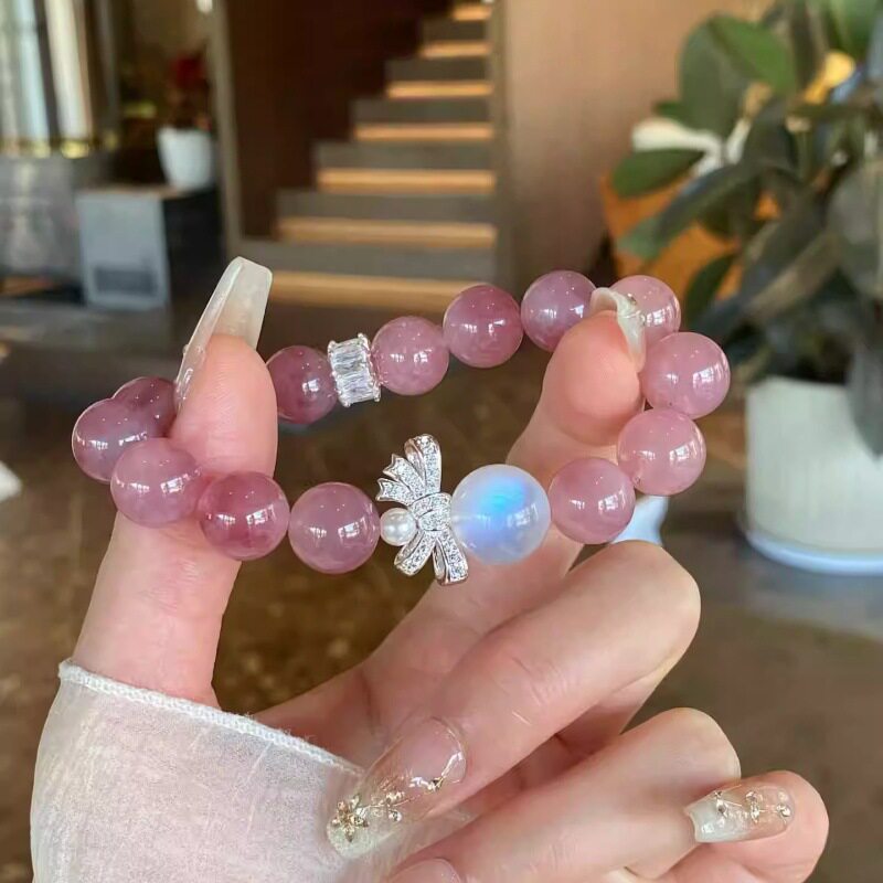 Rose Quartz Amethyst Tower Crystal Bracelet